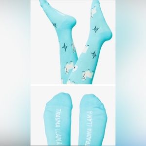 FIGS Scrubs Neon Blue Trauma Llama Compression Socks
